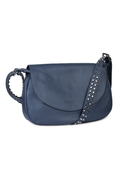 Handtasche Groß mit Nieten Leder Blau