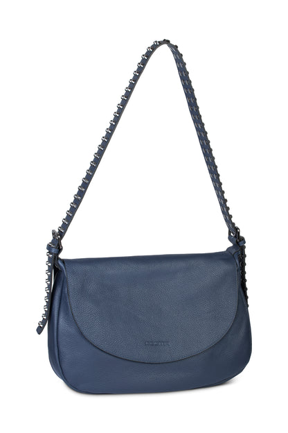 Handtasche Groß mit Nieten Leder Blau