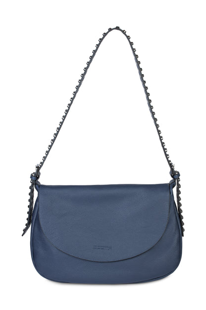 Handtasche Groß mit Nieten Leder Blau