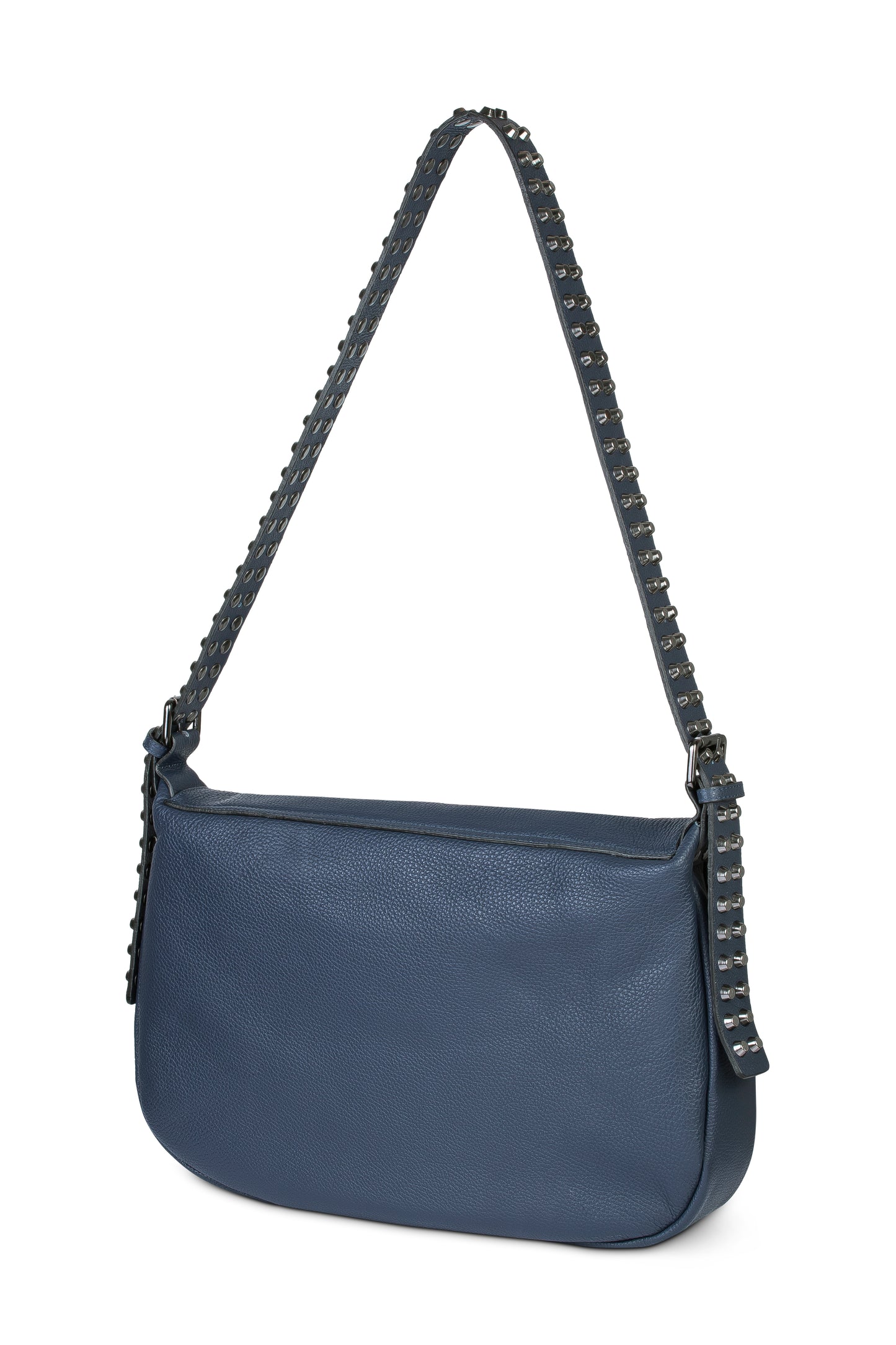 Handtasche Groß mit Nieten Leder Blau