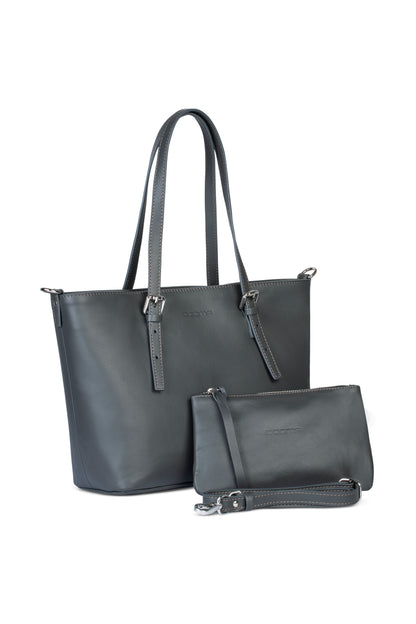 Handtasche Klein Leder Grau